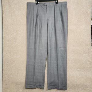 Enrico Bertucci Gray Plaid Pleated Front Zip Fly Dress Pants Size W42 L32 NWT